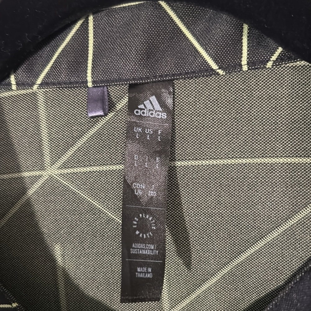 Adidas Jacquard Lines Black and Lime Men's Golf Polo Shirt size Large - Picture 8 of 9